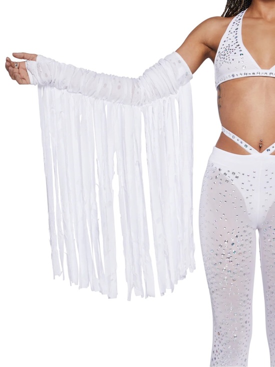 Dolls Kill Tops - Dolls Kill White Fringe Arm Sleeve
